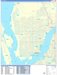 Cape Coral Wall Map Basic Style 2024